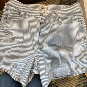 Abercrombie & Fitch Blue and White Striped Jean Shorts